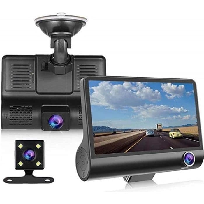 170° Wide Angle Car Dash Cam, Full HD 1080P GPS Car Dashcam, Three Lenses, 4 Inch Screen - Dash Cam with GPS Module