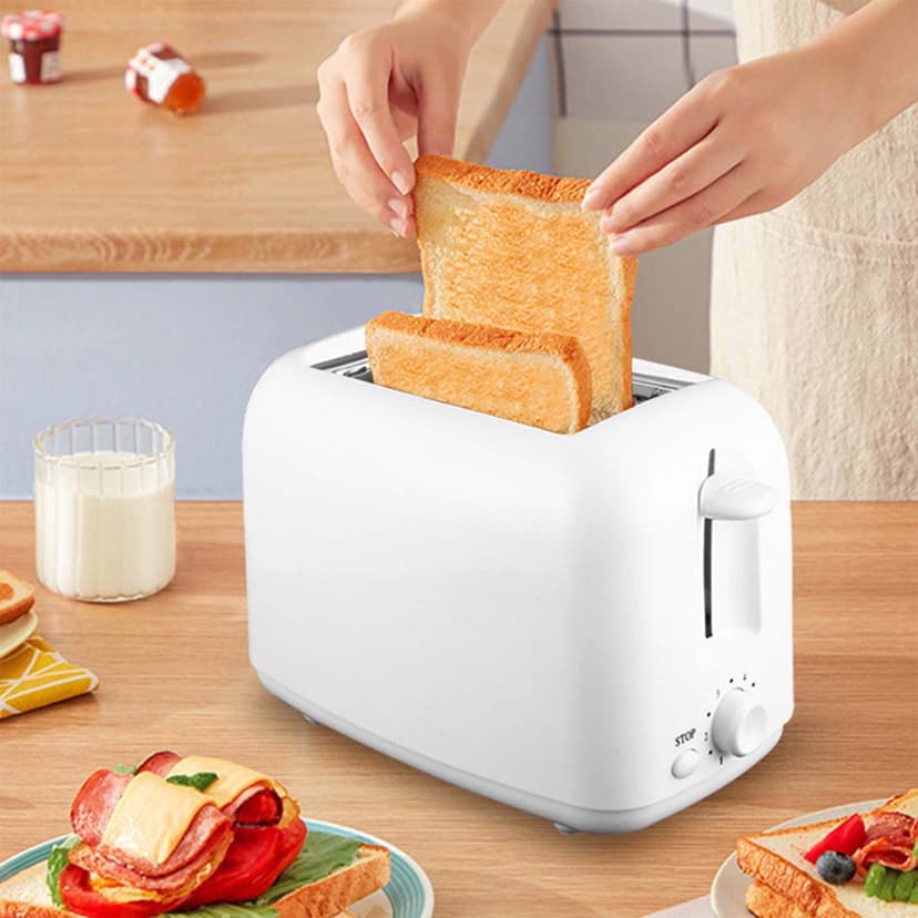 Dvkptbk Bread Machine Retro Toaster with 6 Functions Stainless Steel Features Removable Crumb Tray Under Base Cord Storage White Kitchen & Dining