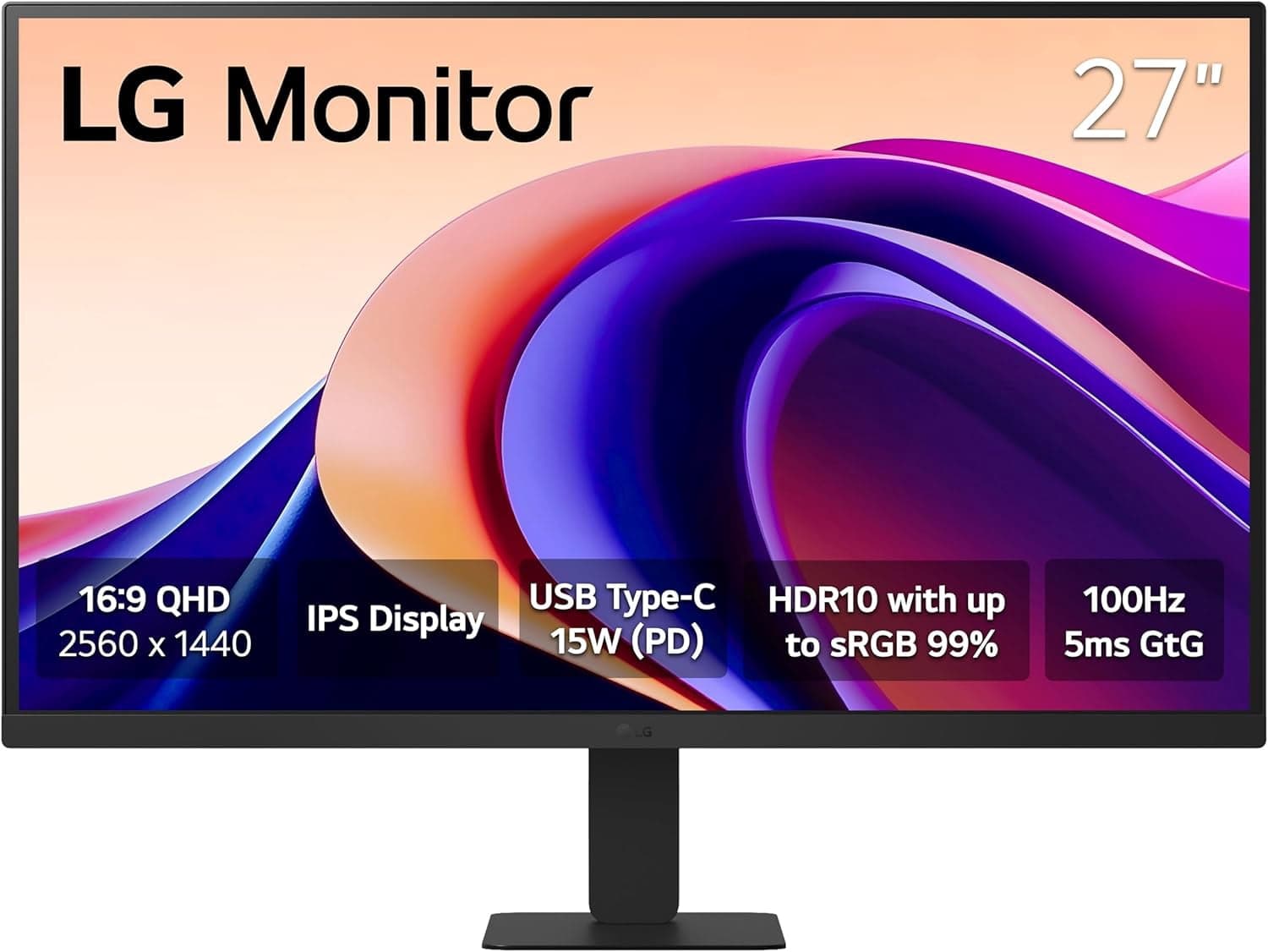 LG 27", 2560 x 1440, Black, 27U631A-B