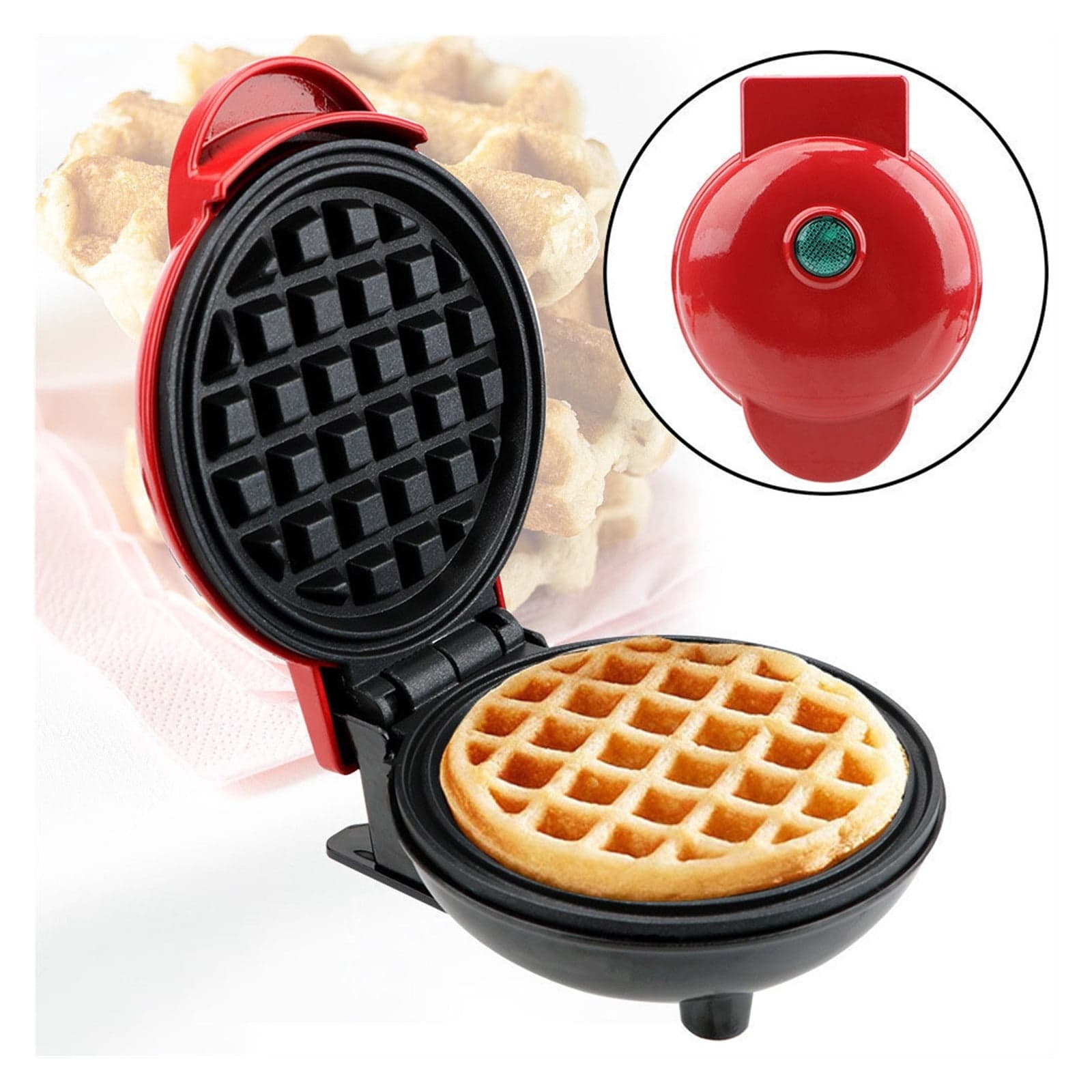 Portable Home Waffle Maker, Mini Breakfast Maker, Heart-Shaped Round Sandwich Breakfast Maker ,Easy to Operate