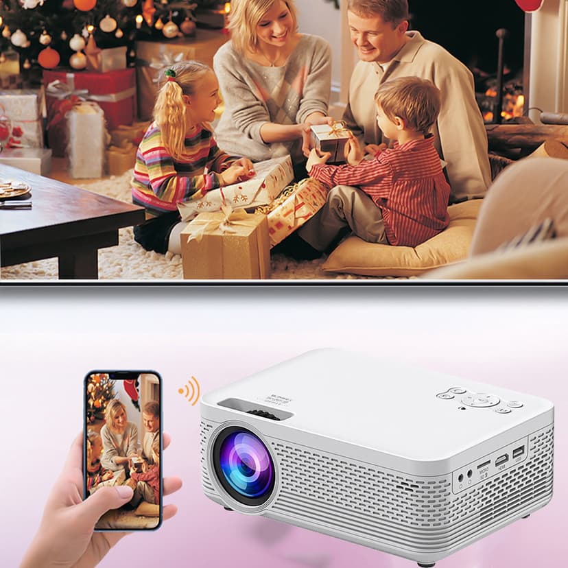 EGNMCR High-performance 5G Dual-band WiFi Mobile Phone Wireless Same-screen HD Projector 150-inch Home Office Camping Smart Portable 1080P High-brightness Projector, Gift