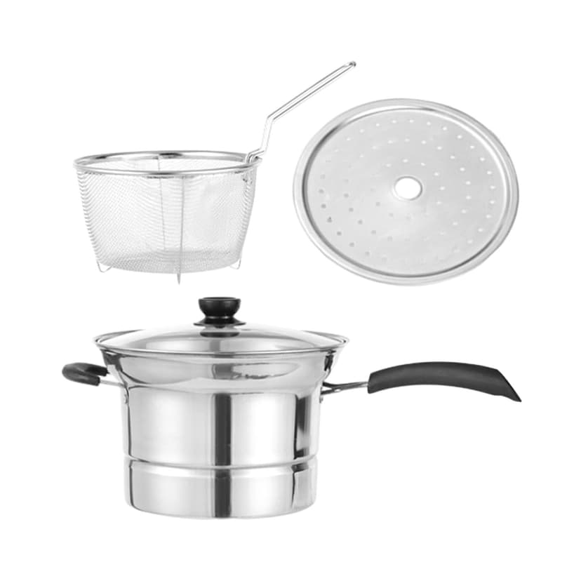GUOOL Deep Fryer Cooking Tools Soup Pot with Filter Basket for Picnic Party Kitchen with handle