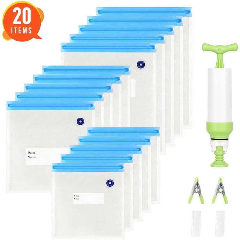 Sous Vide Bags for Food Preservation, Food Grade Material Sous Vide Vacuum Bags, Eco-Friendly Reusable Vacuum Sealer Bags for Freezer Burn Elimination, 15PCS with Double Zipper