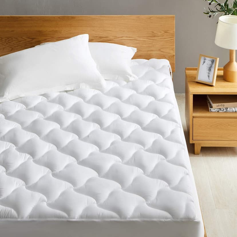 Western Home Cotton Queen Size Mattress Pad Cover, Thick Mattress Topper Pillow top with Soft Fluffy Down Alternative Fill, Breathable Quilted Fitted Bed Cover with Deep Pocket(Up to 18 inches)