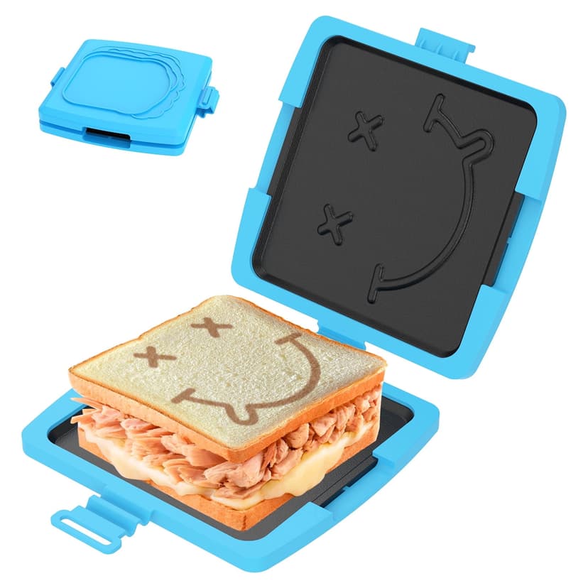 Vensio Microwave Sandwich Maker Grill Panini Press Dishwasher Safe Portable (blue )