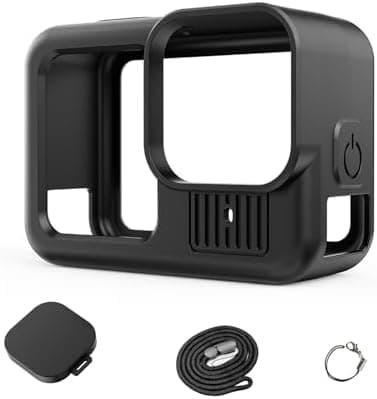 Silicone Case Suitable for GoPro Hero 13 Black, Silicone Rubber Soft Case Protector Cover with Lens Cover Cap Lanyard Accessories Bundle Kit for Hero 13 Black Action Camera (Black) Black Black