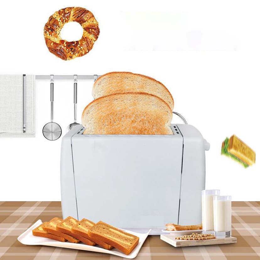 Birdeem Retro Toaster 2 with 6 Functions Stainless Steel Features Removable Crumb Tray Under Base Cord Storage White