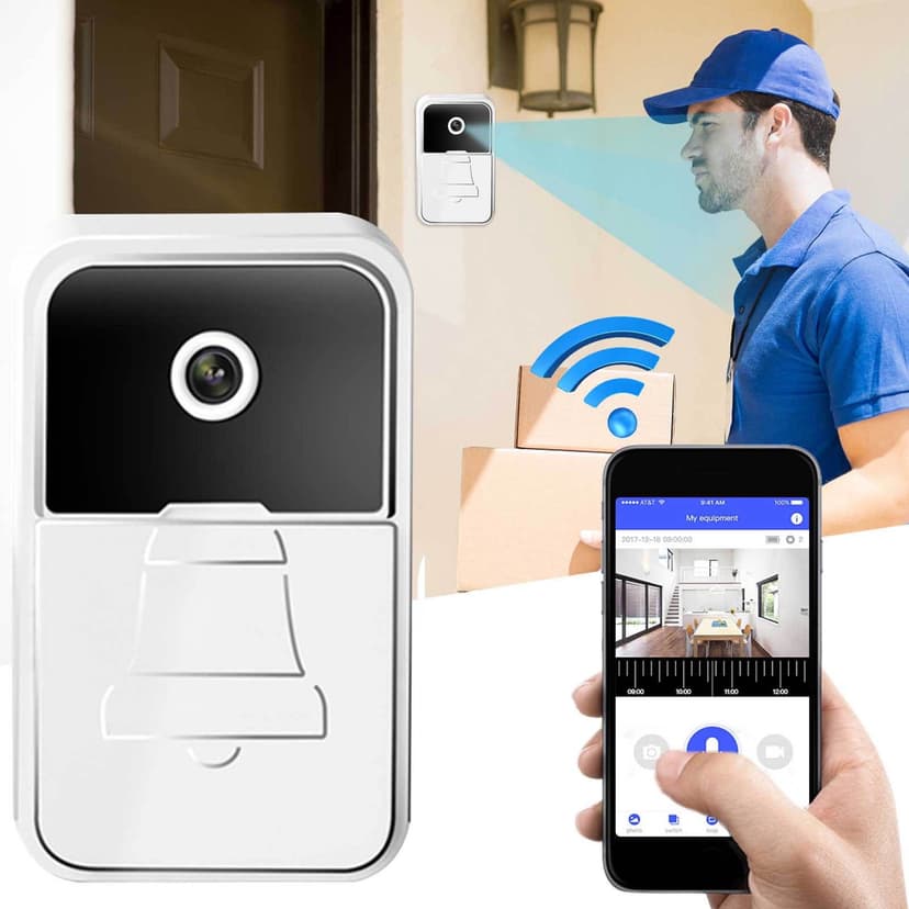 Virelaxpo Smart Battery-Powered Video Doorbell with HD Night Vision and Two-Way Audio for Home Security and Wireless Monitoring