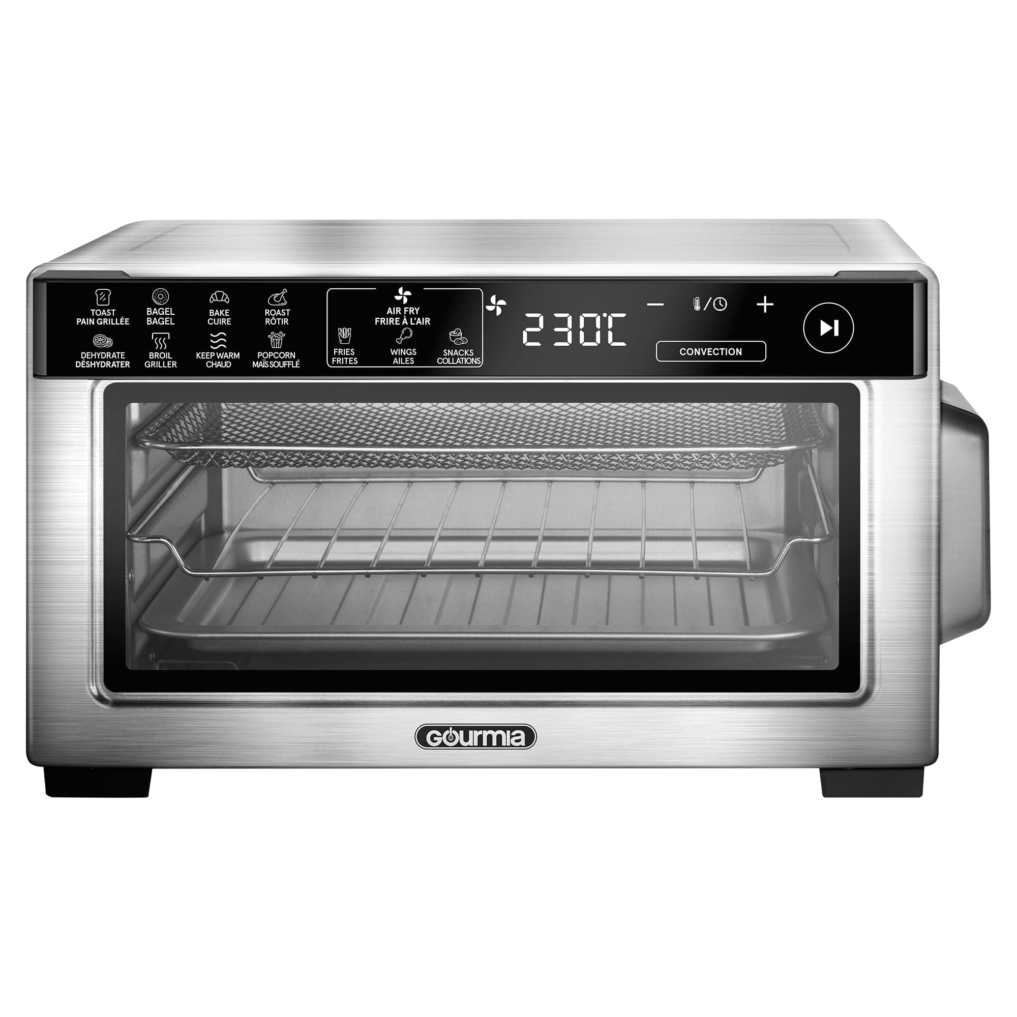 Gourmia 4-Slice Digital Air Fryer Oven, 0.4 Cu. ft. Capacity, Stainless Steel