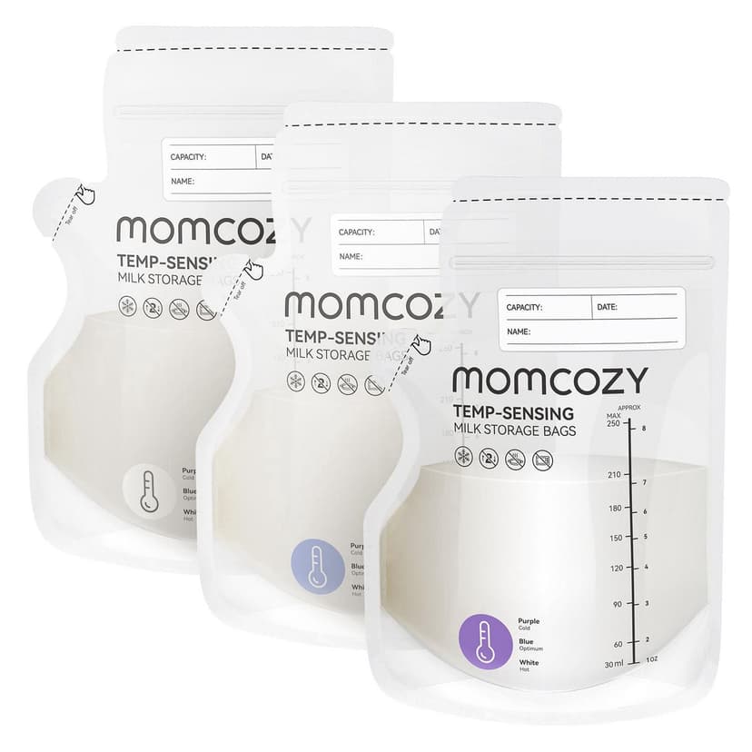 Momcozy Disposable Temp Sensing Breastmilk Storage Bags – Spout Type B2, 250ml, 60 Bags