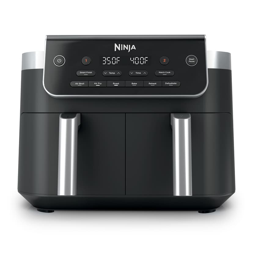 Ninja DualZone Air Fryer 8-Qt, 6-in-1, 2 Baskets, Smart Finish & Match Cook, Air Fry Roast Bake, DZ801C Gray