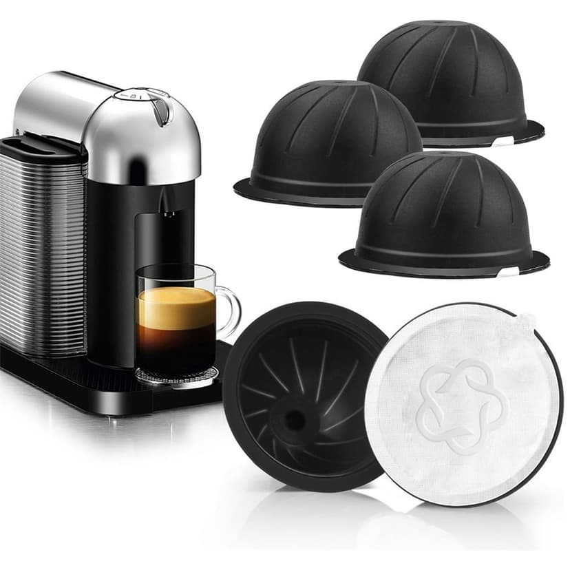 CNKOO Refillable Vertuo Capsule 230ml Reusable Vertuo Pods BPA-Free Reusable Vertuo Coffee Capsule Pod for Nespresso Vertuoline Machine 5Pcs