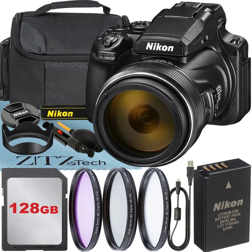 Nikon COOLPIX P1100 125x Super Zoom Compact Digital Camera + 128GB Memory Card + Case + ZeeTech Advanced Bundle