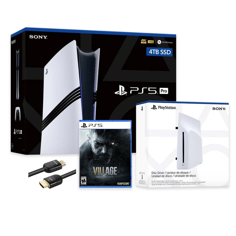 PlayStation 5 Pro 4TB SSD Console with Disc Drive, Wireless Controller and Resident Evil Village - CFI-7019 PS5 Pro