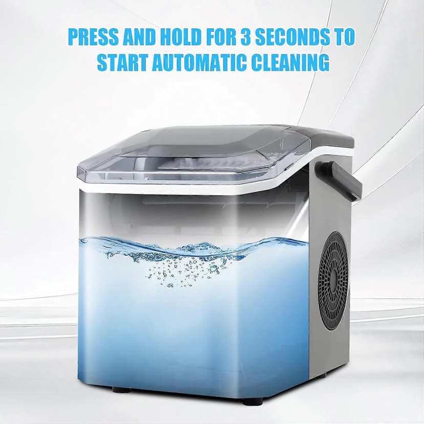 Countertop Ice Maker Machine 12Kg/24H, Compact Mini Ice Maker With Automatic Cleaning, 9Cube Ice In 68 Minutes For Home