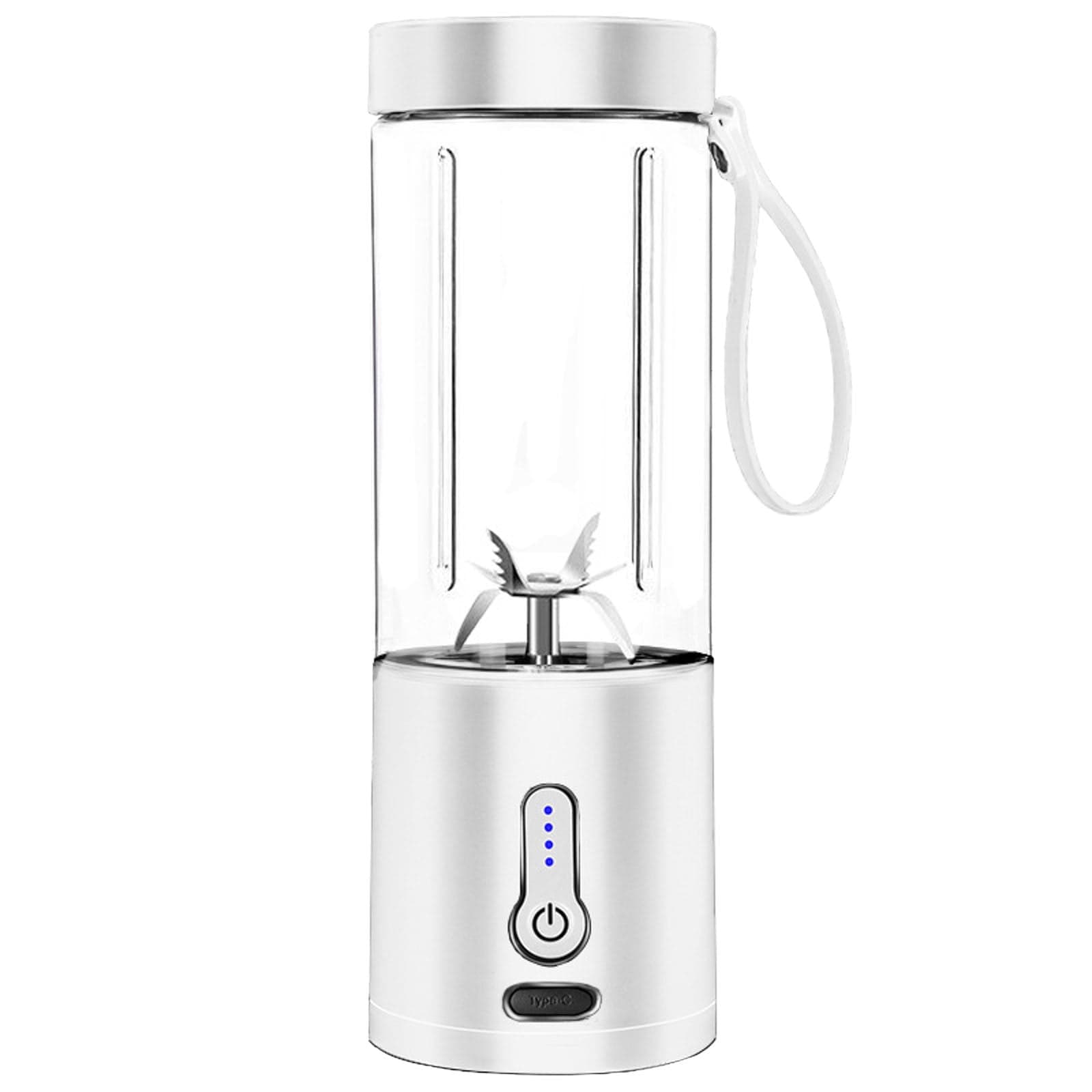 530ML Portable USB Type C Rechargeable Food Processor Plastic Material Stainless Steel Blades Dishwasher Safe for Fruits Milkshakes Ice Drinks Home Office Travel