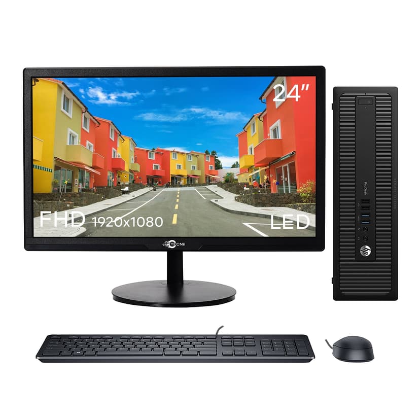 HP SFF Desktop Computer with Brand New 24" Monitor | Intel Core i5 @3.60 GHz Max Frequency | 8GB RAM 256GB SSD 1TB HDD | Windows 11 Pro WiFi Bluetooth | Refurbished