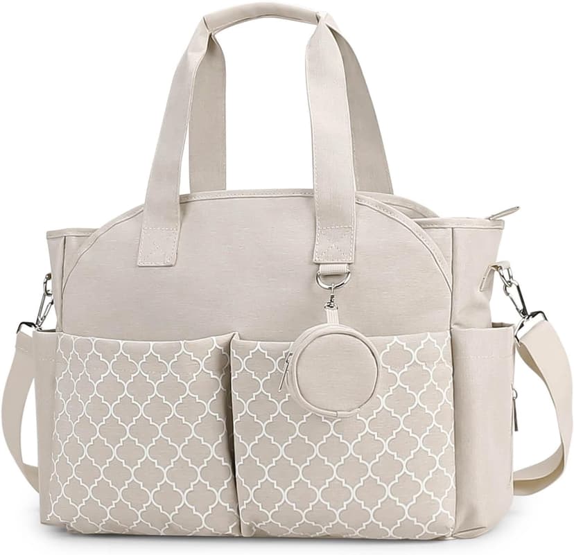 Diaper Bag Tote, Large Travel Baby Diaper Bag with Insulated Pockets, Waterproof Baby Nappy Changing Bag for Mom