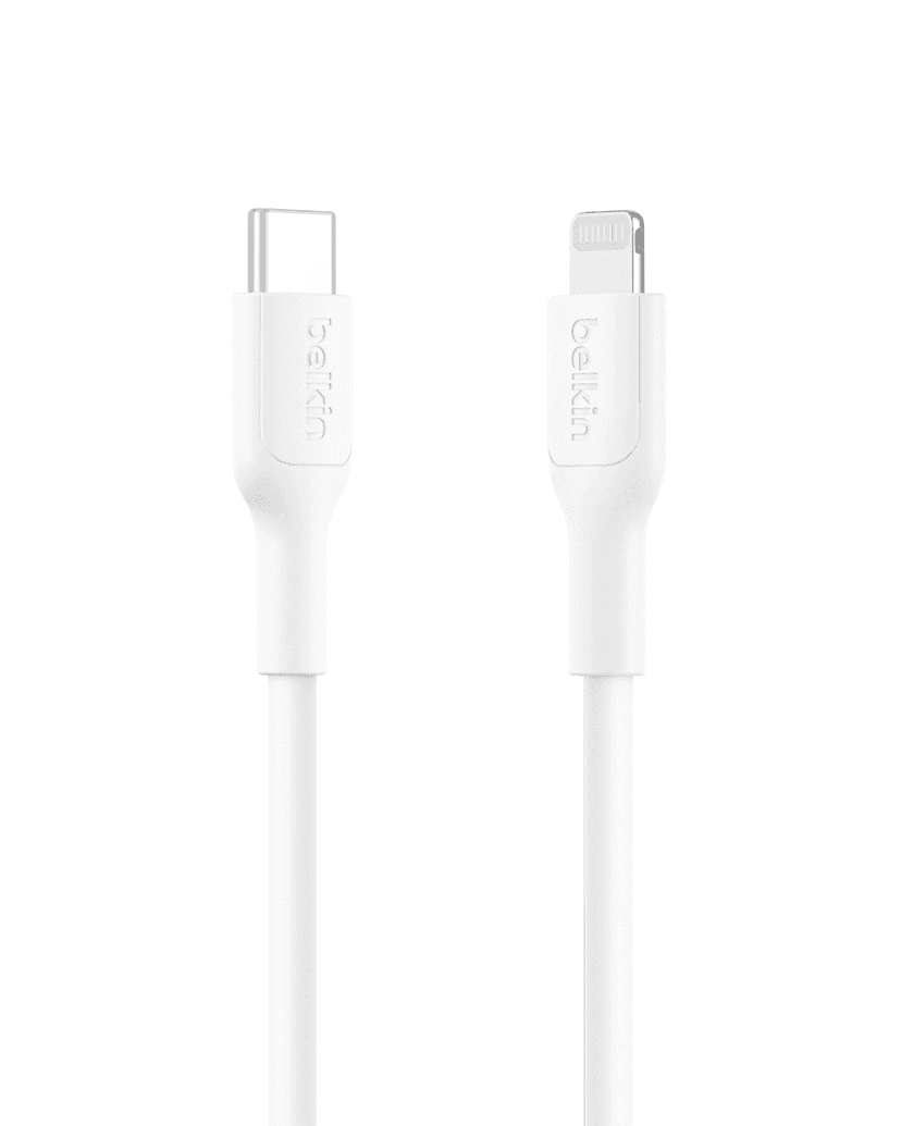 Belkin BoostCharge Eco USB C to Lightning Cable (2M/6.6ft.) - Soft, Flexible Fast-Charging Cable, Lightning iPhone Charger Cord for iPhone 14 & Earlier Series, iPad 9th Gen, & AirPods - White