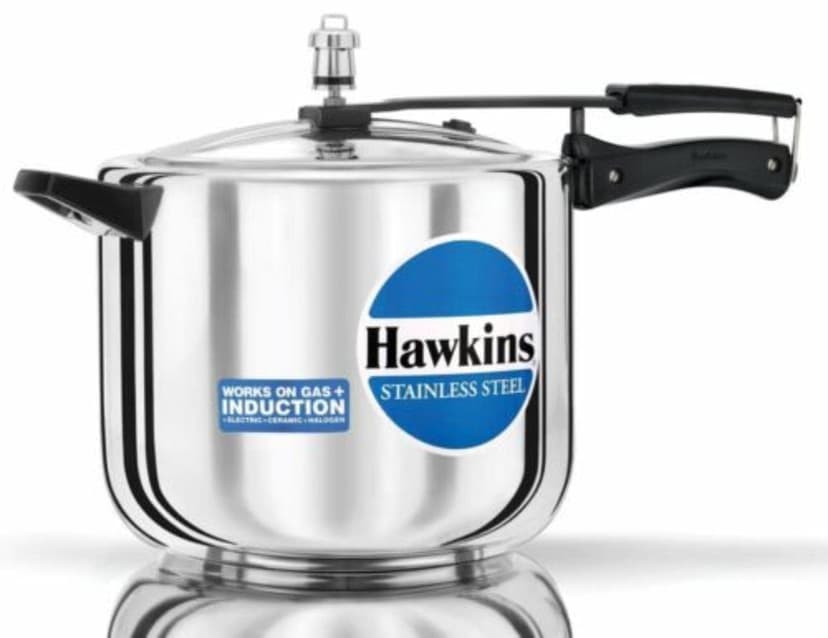 Silver Pressure Cooker 10 Liters, Stainless Steel Inner Lid Cooker, Induction Cooker - For 10 To 14 Persons