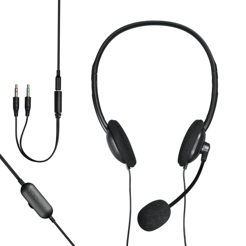 onn. 100008999 Wired Adjustable Over-Ear 3.5 mm Stereo Headset