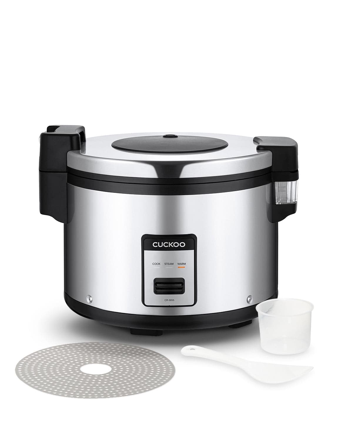 CUCKOO CR-3055 30-Cup (Uncooked) / 60-Cup (Cooked) Large Capacity Commercial Rice Cooker & Warmer with Nonstick Inner Pot, Switch Press (Silver/Black)