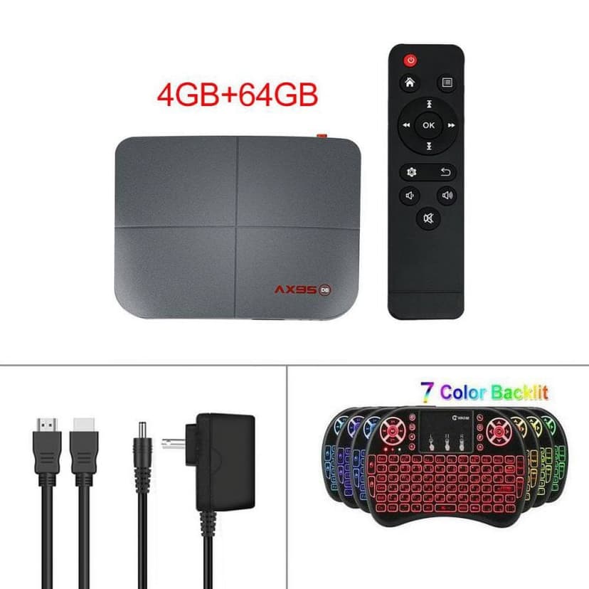 1 Abs Material Ax95 Smart Tv Box Android 9.0 Supports Dolby Tv Version Google Store 4+64G_US plug+I8 Keyboard