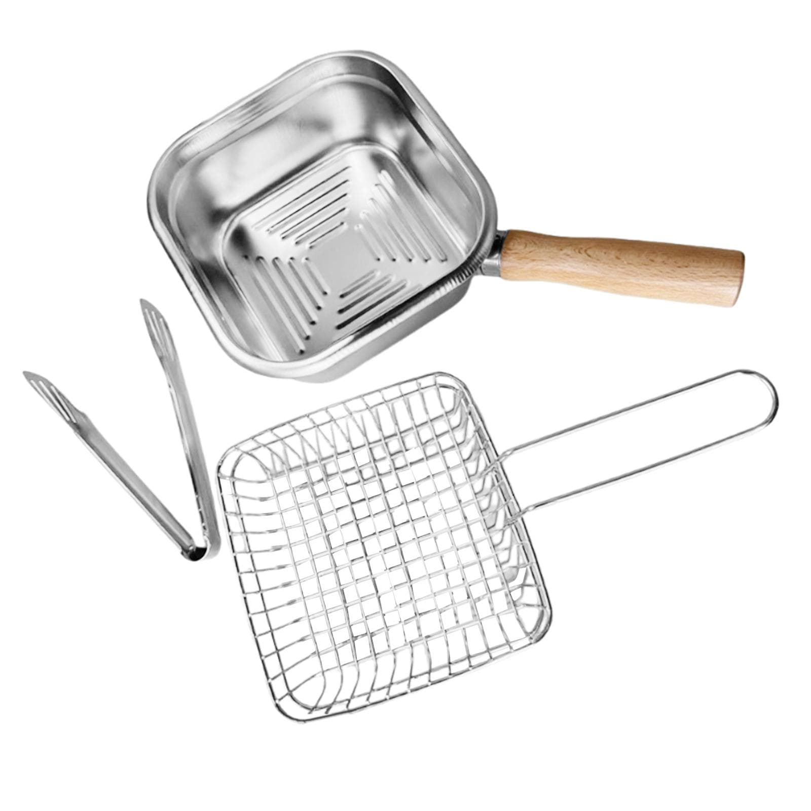 DOLITY Small Deep Fryer with Basket Multifunctional Outdoor for Dumpling Stews Fish