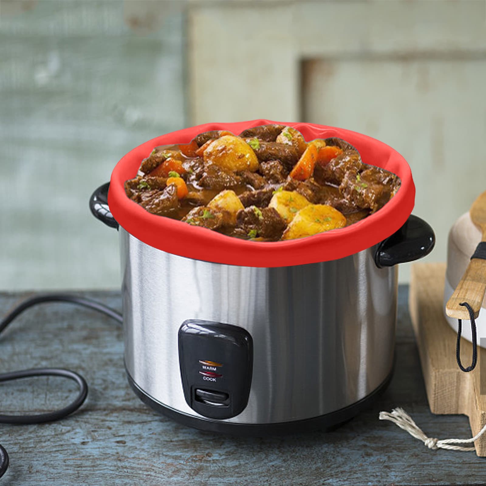WIFKLSIIPG Slow Cooker Liners Reusable Crock Pot Liner Leakproof & Easy Clean Silicone Divider