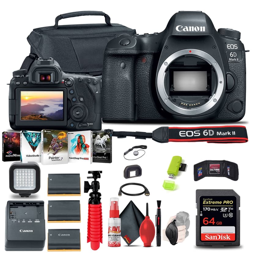 Canon EOS 6D Mark II DSLR Camera (1897C002) + 64GB Memory Card + More(International Model)