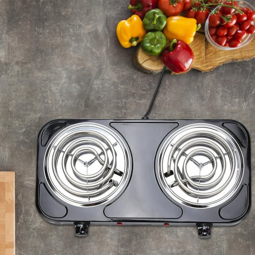 CNKOO Cooking Utensils Multifunction Electric Double Burner 2000W White