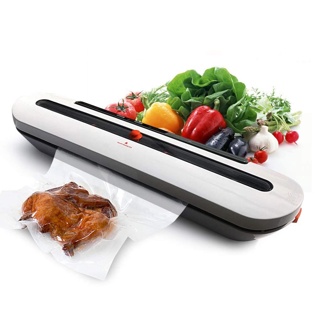 Vacuum Sealer Machine Automatic Air Sealing System for Food Storage with 10 Heat Seal Bags Sous Vide Cooking Commercial Grade Dry Modes (Gray)