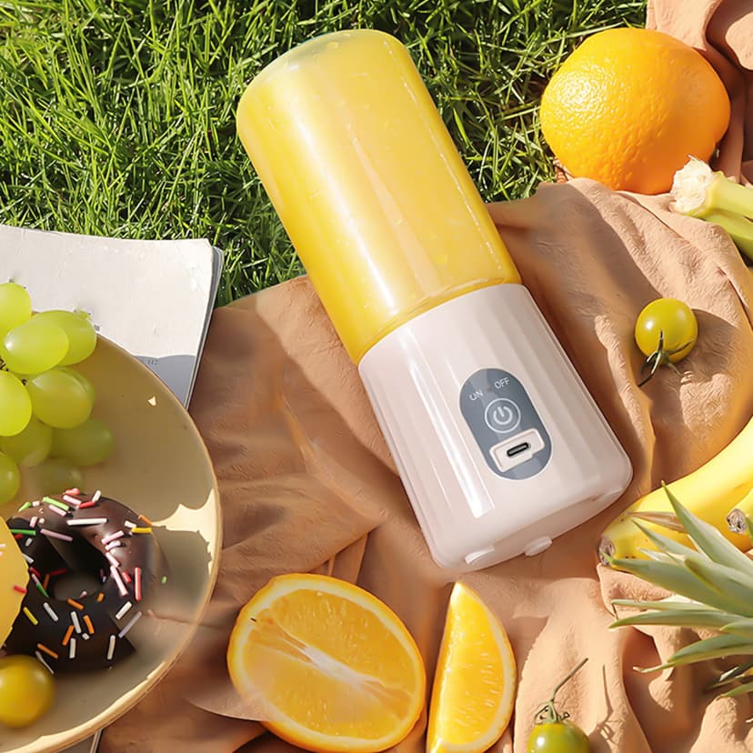 Antqov USB Charging Blenders Powerful Juicer Cup With 6 Stainless Steel Blades For Shakes Portable Handheld Blenders With Replaceable Lid For Outdoor Travel