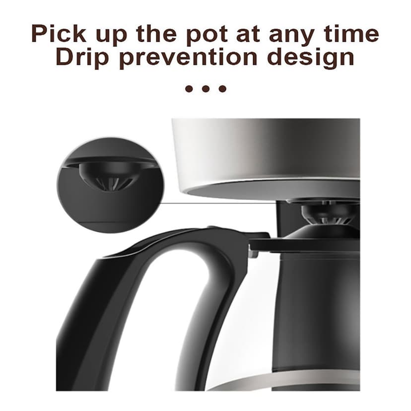 Herunwer Small Household Drip Coffee Maker with Temperature Control, Large Capacity Coffee Pot for Daily Brewing