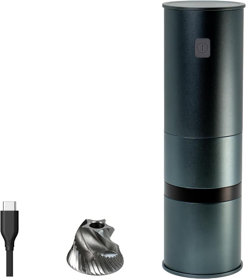 MiiCoffee PT1 Portable Electric Burr Coffee Grinder V2, USB-C Rechargeable Stainless Conical Burr Grinder, Aluminum Body with Cleaning Brush Included