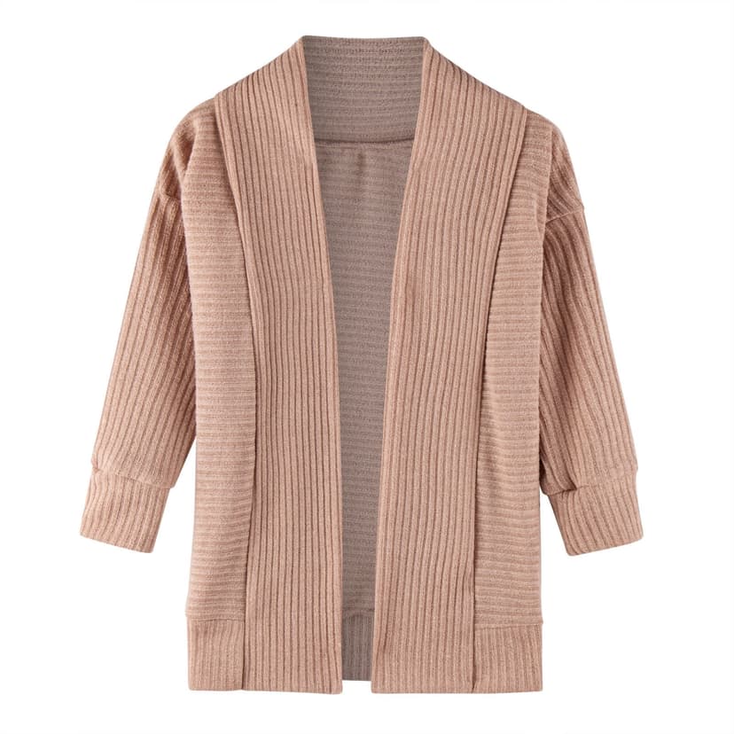 ManxiVoo Girls Long Sleeve Knitted Cardigan Open Front Solid Sweater Coat for Fall and Winter Toddler Kids Baby 90 Size Khaki