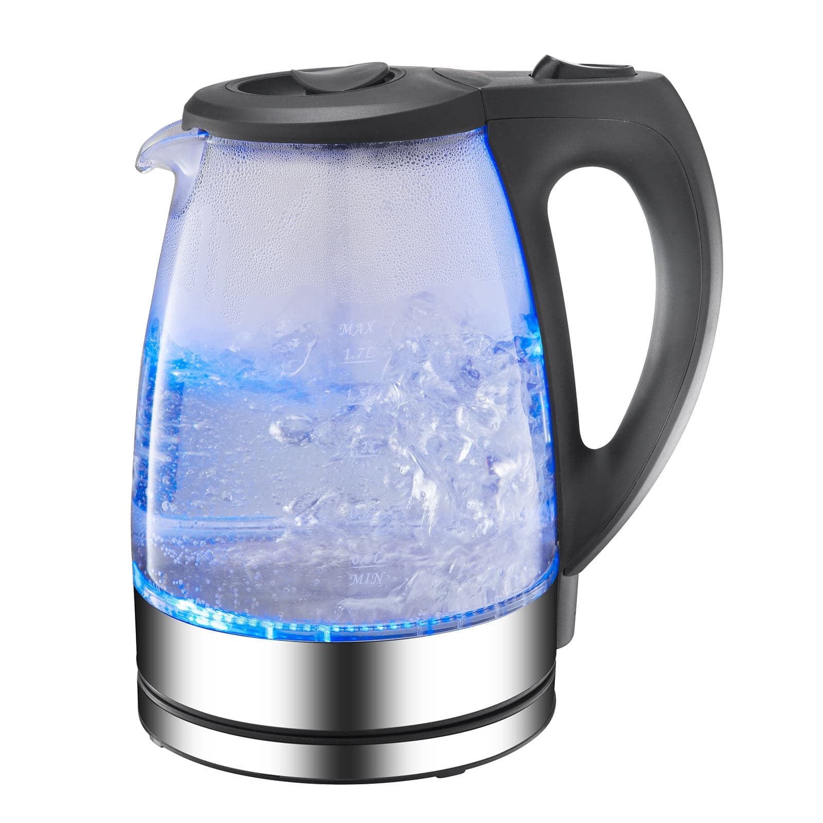 EGNMCR Kettle Camping Kettle Portable Electric Glass Kettle 1.7L with Blue LED Light and Stainless Steel Base The Kettle