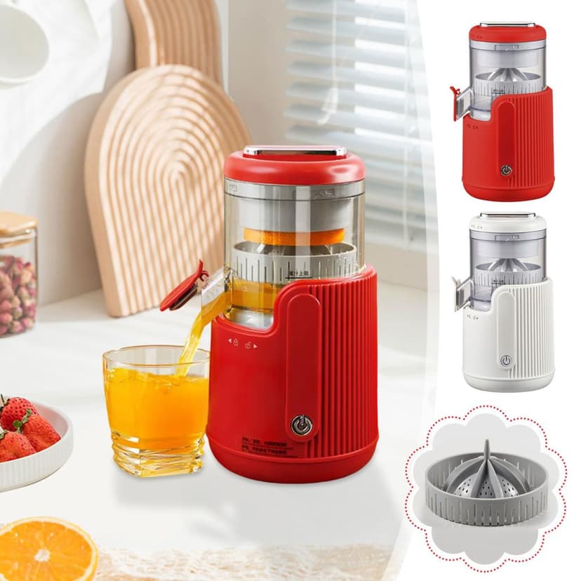 Feltree Slow Masticating Juicer with USB Rechargeable, 360° Motor and Leakproof Spout for Lemon, Orange and Other Fruits, Easy to Clean and Portable Design