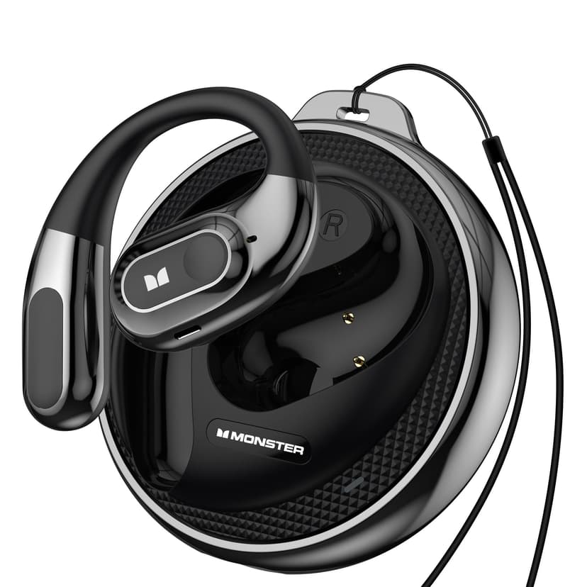 Monster Open Ear Buds, Wireless Earbuds Bluetooth 5.4 with Clear Talk, Stylish Rotating Case with Lanyard, Type-C Charging, Comfort Fit, 24H Playback, IPX5 Water Resistant Sport Earbuds