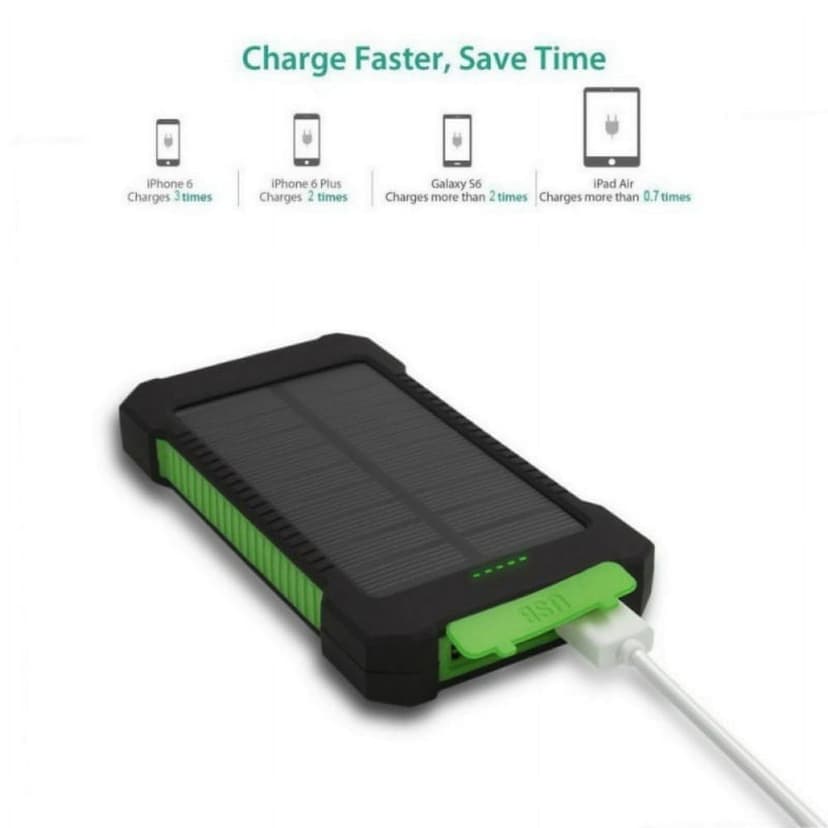 POINTERTECK 50000mAh Portable Solar Charger Waterproof Dual USB External Battery Power Bank Shockproof Battery Panal Double USB Bank Backup Pack Green