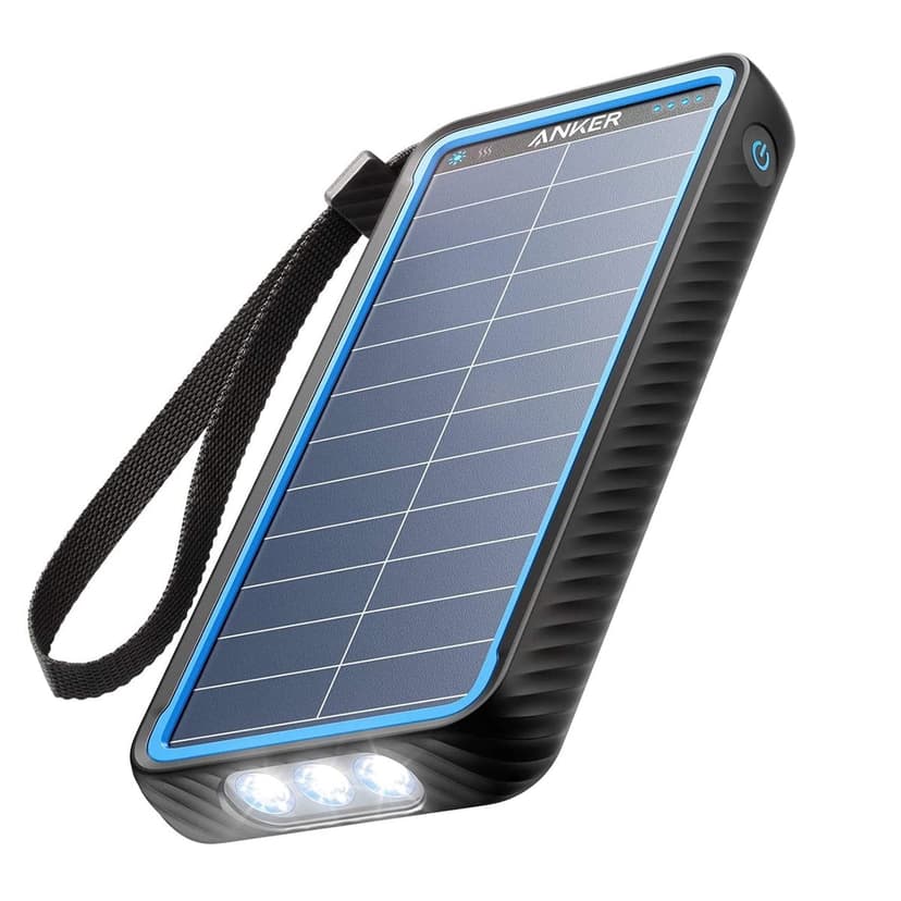 Anker PowerCore Solar 10000mAh Power Bank, 15W USB-C with Dual Ports Flashlight IP65 Splash Proof Dustproof for Outdoor Activities