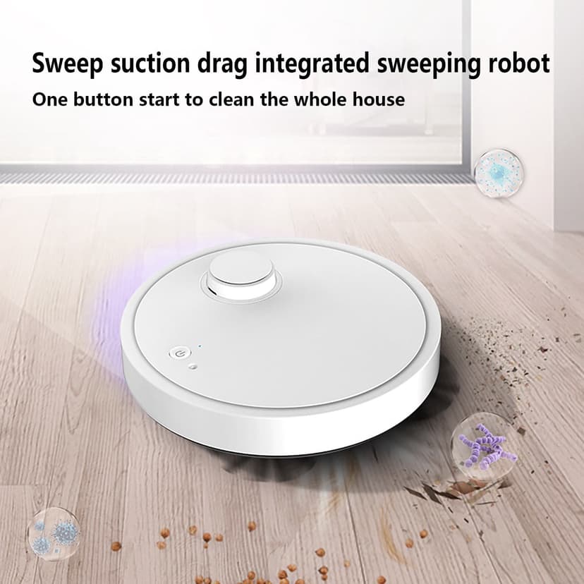 EGNMCR Automatic Robot Vacuum Cleaner - Bot Self Detects Stairs Pet Hair Allergies Robotic Home Cleaning For Carpet Hardwood Tile Floor Robot Vacuum