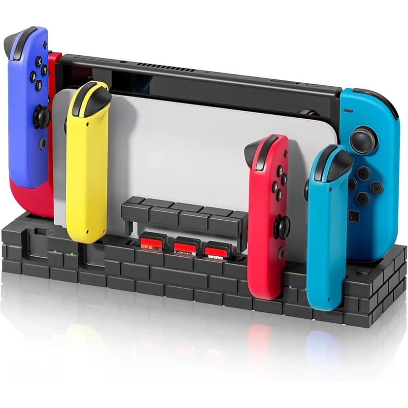 Charging Dock Compatible With Nintendo Switch & OLED Model, Upgraded Controller Charger Station With 8 Game Storage Slots