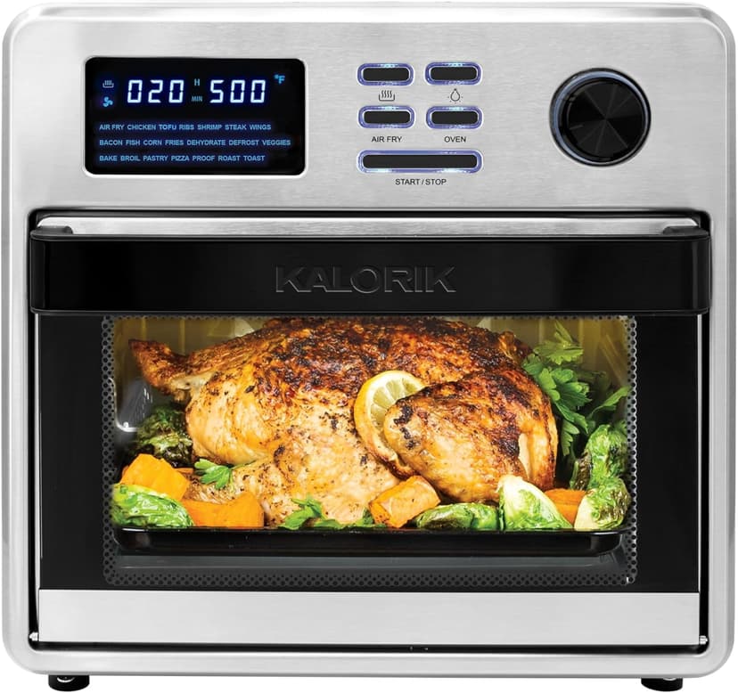 (Open Box) Kalorik MAXX Digital Air Fryer Oven, 16 Quart, 9-in-1 Countertop Toaster Oven and Air Fryer Combo, Stainless Steel AFO50932AMZ