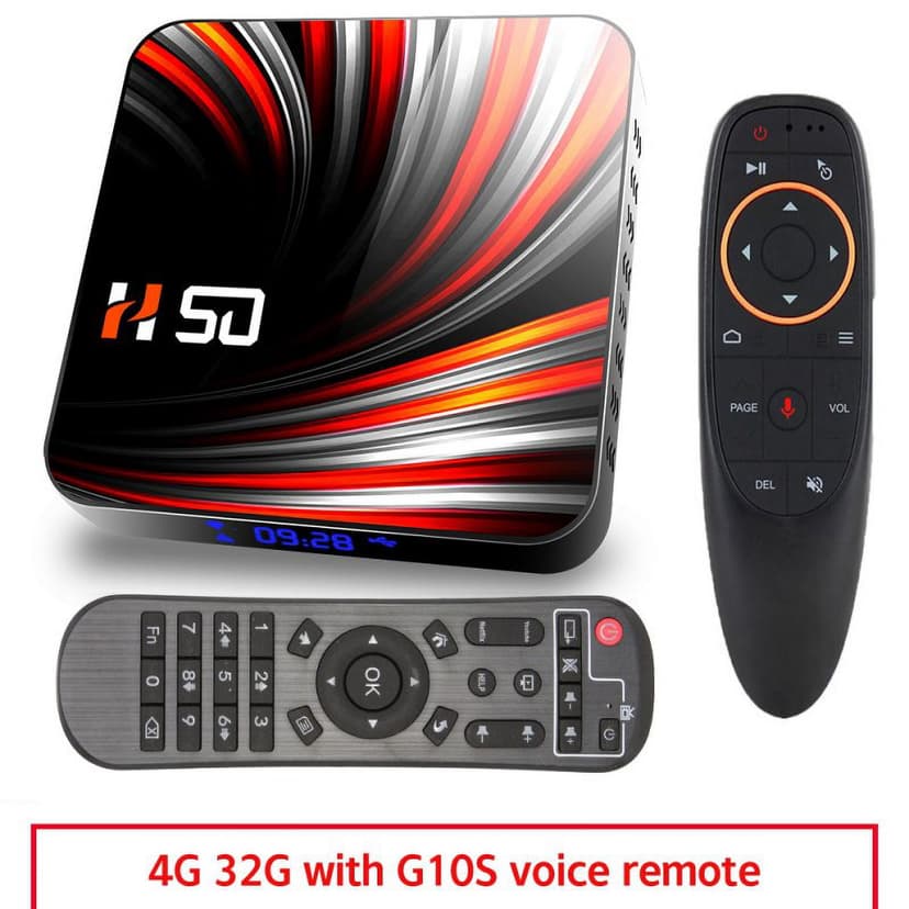 For Android Tv Box Android 10.0 4k 4gb 32gb 64gb Media Player 3d Video Smart Tv Box 4+32G_US+G10S remote control