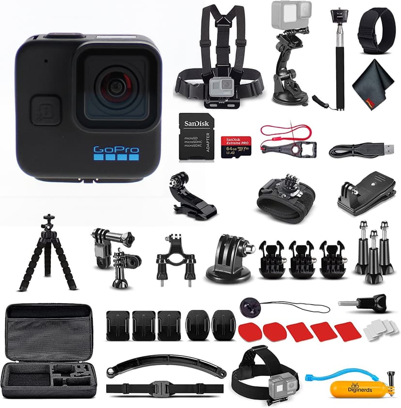 GoPro HERO11Black Mini - Waterproof Action Camera 50 In 1 Accessory Bundle + More