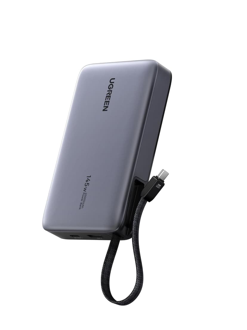UGREEN Nexode Power Bank, 20000mAh 145W Laptop Portable Charger with Built-in USB-C Cable 72Wh Fast Charging Business Travel Battery Pack for MacBook