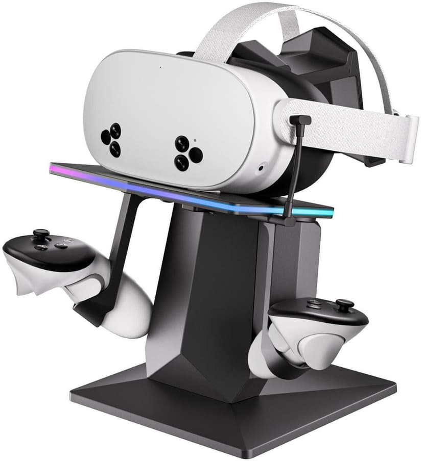 Charging Dock Compatible with Meta Quest 2, Meta Quest 3 or Meta Quest 3S, Support Fast Charging VR Charging Station with RGB Light, Type-C Cable, VR Controllers Holder Stand