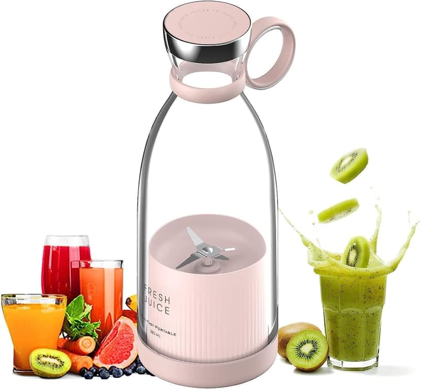 350ml Portable Blender Mini Pot Blender Multifunctional Personal Blender Fresh Juice Mixing Bottle with USB Charging (White)