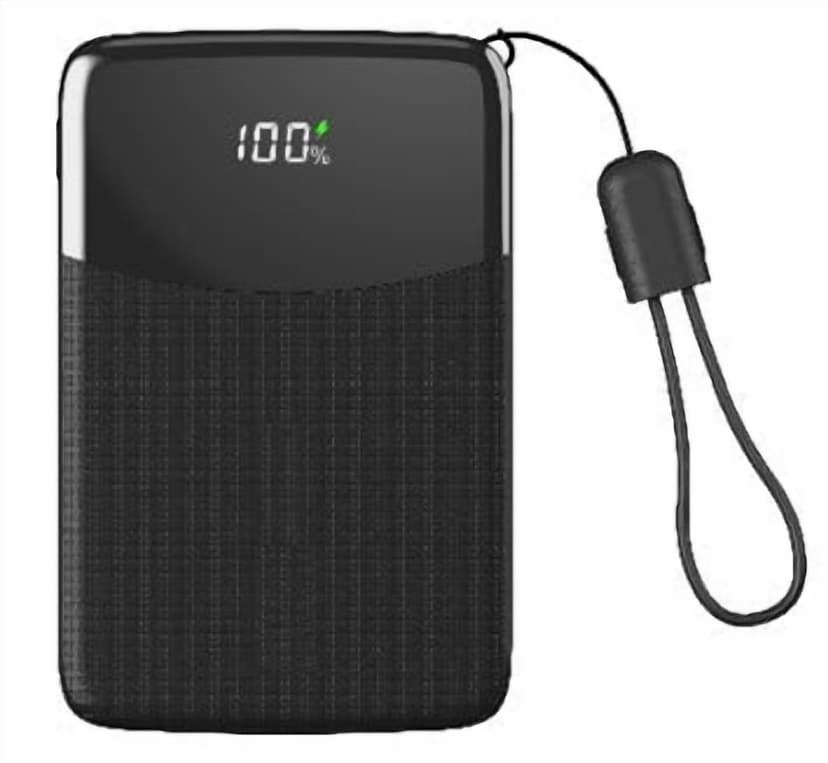 onn USB-C/USB-A 10,000 mAh Power Bank with USB-C to USB-C Detachable Charging Cable for Smartphones & Tablets, Black